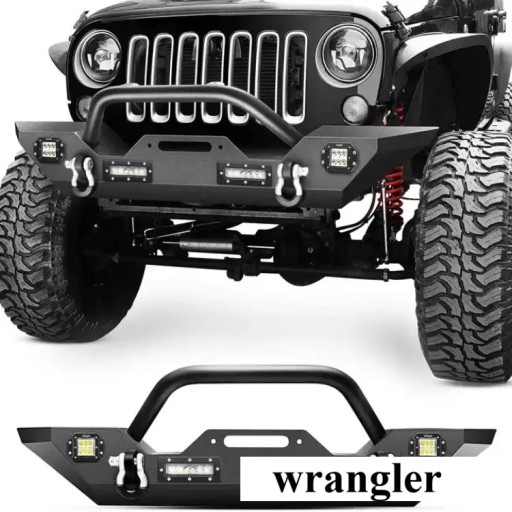 Jeep Front Bumper Steel Black with LED Lighting 2007-2018